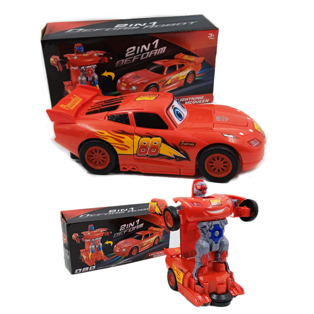 Carro Vira Robô personagem Som Luz Carrinho Transforma Robô Brinquedo Pilha Transforme Presente Menino