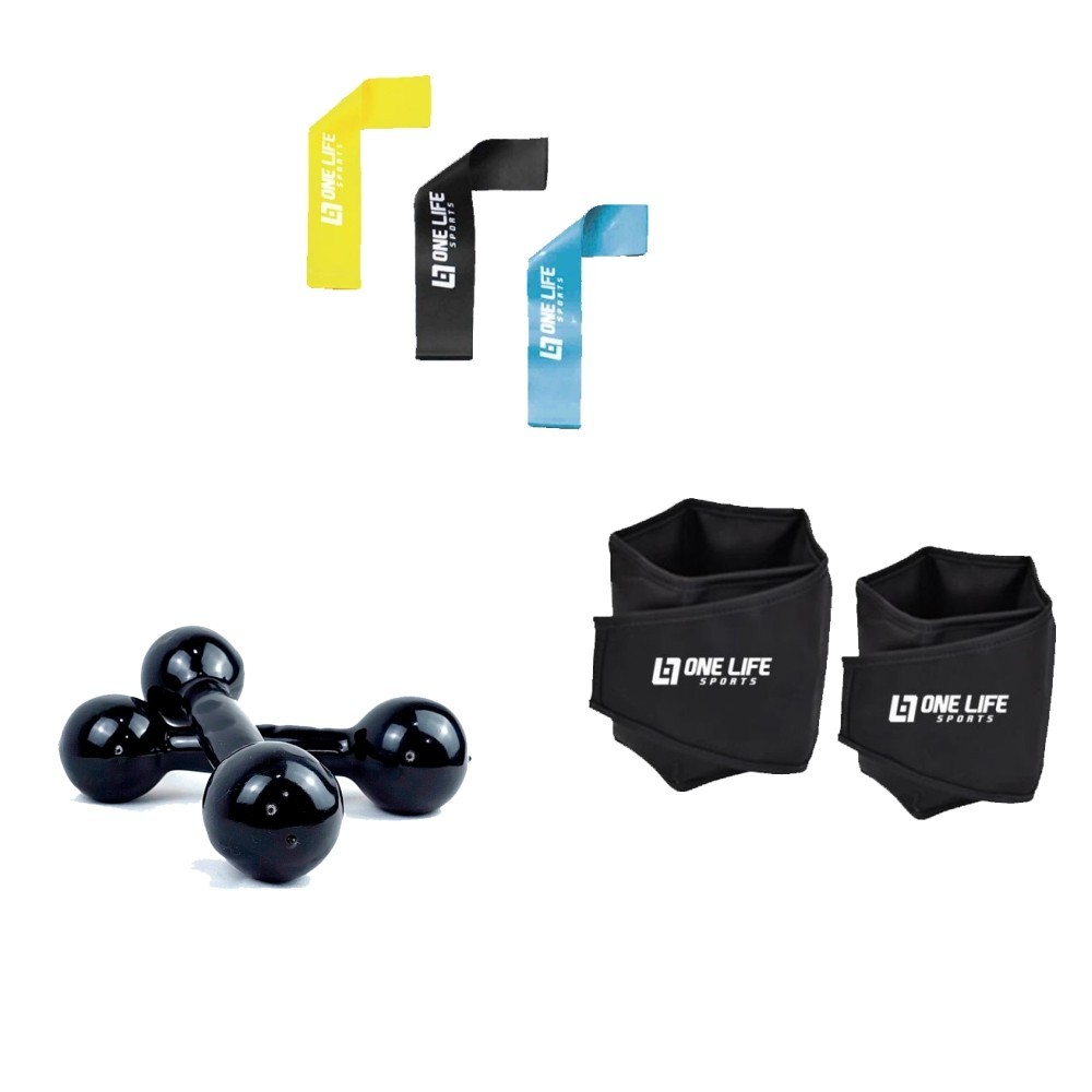 Kit funcional Caneleira 3 Kg+ Halter 2kg + Kit mini band