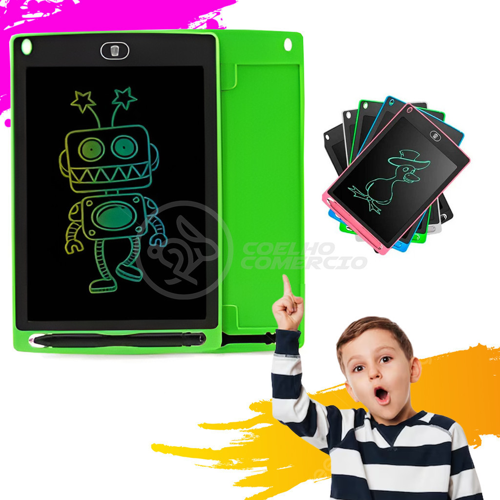 Tablet Lousa Mágica Eletrônica 12" Pintura Colorida Anotações sem Papel Desenhos Criativo…