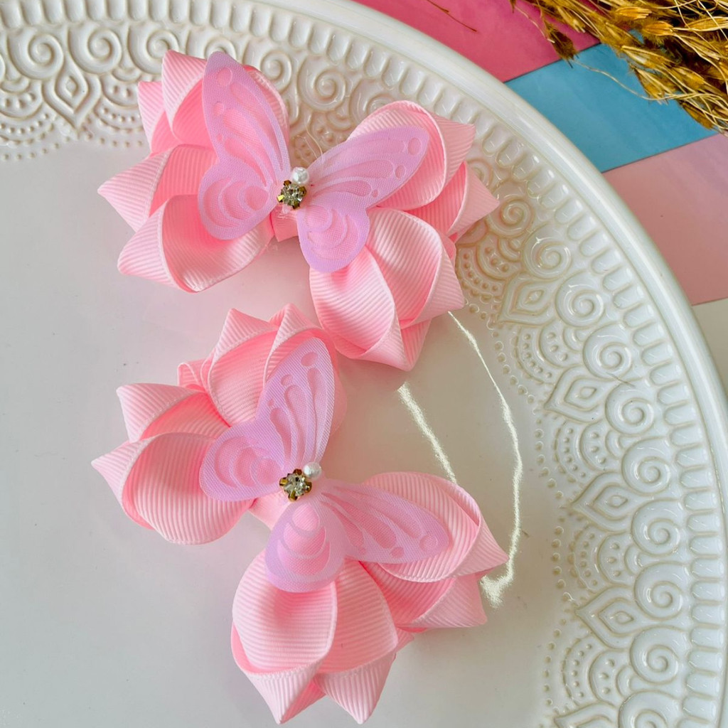 Dupla de laço /Duplinha de laço /Duplinha rosa com borboleta