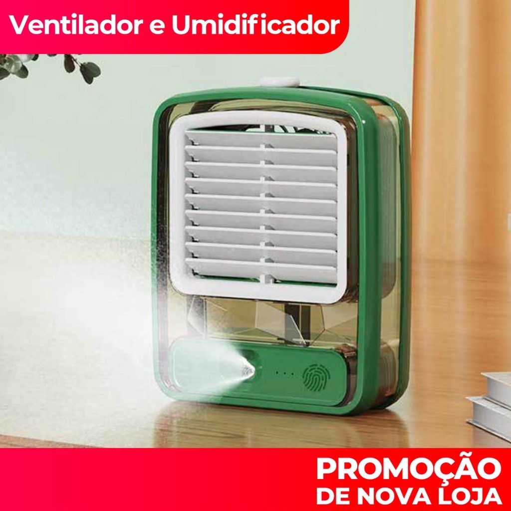 Mini Ventilador Portátil e Umidificador de Ar com Led e 3 Velocidades Refrigerador De Ar Ventilador em Oferta na Shopee