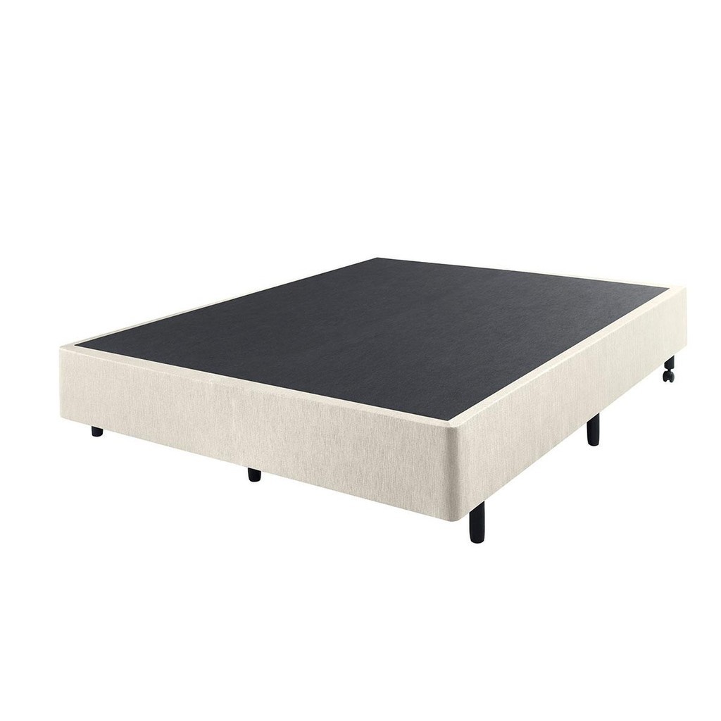 Box Casal Courino Areia 138x188 + Colchão Adapto Ecoflex