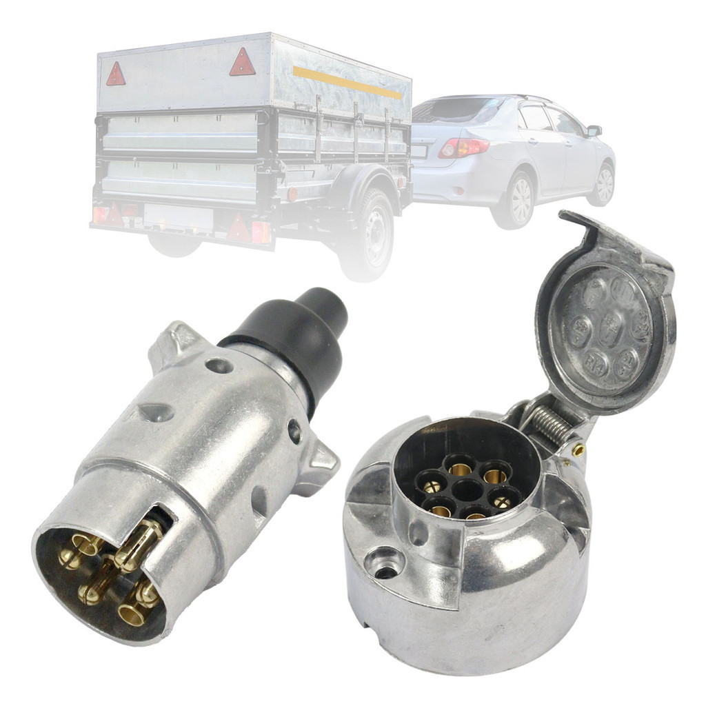 Tomada Engate Reboque 6 Polos Cromada Carretinha Completa Macho Fêmea Caminhão Alumínio Reforçada em Oferta na Shopee