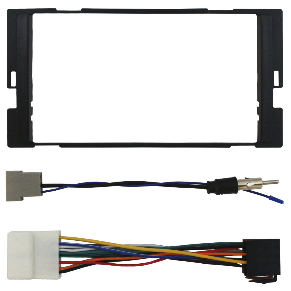 Kit Moldura Painel 7 Pol March Versa 2014 15 A 17 18 19 2020 2 Din Preto Chicote Som Plug Antena Japonês Chinês