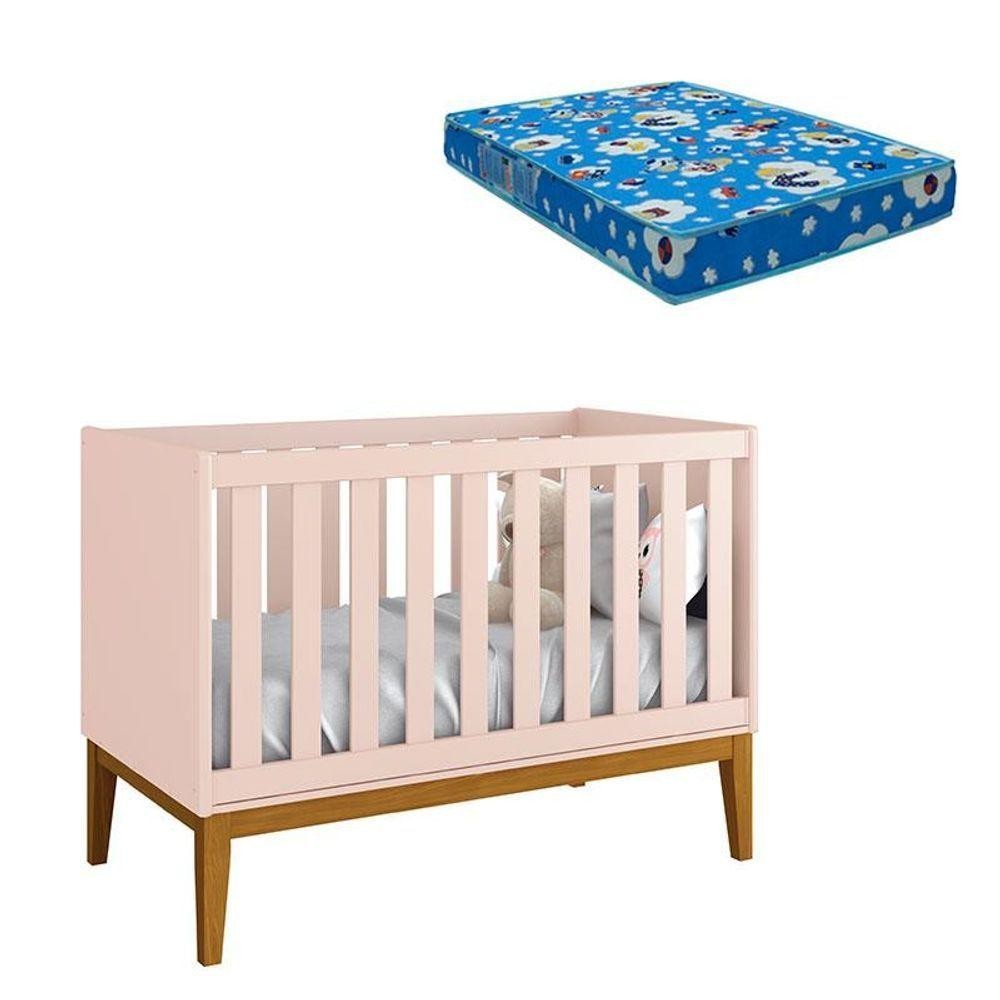 Berço Americano New Classic Rosa Com Pés Madeira E Colchão - Reller em Oferta na Shopee