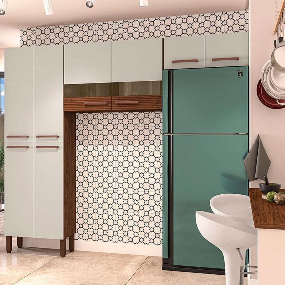 Kit Cozinha Ambiente Nala 3 Peças Nogueira Off White Ripado - Kits Paraná em Oferta na Shopee