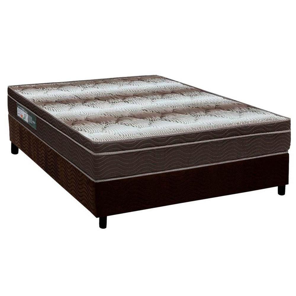 Cama Box Casal: Colchão Ortopédico Ortobom Light Ortopillow + Base CRC Suede Brown(138x188) - Home & Living