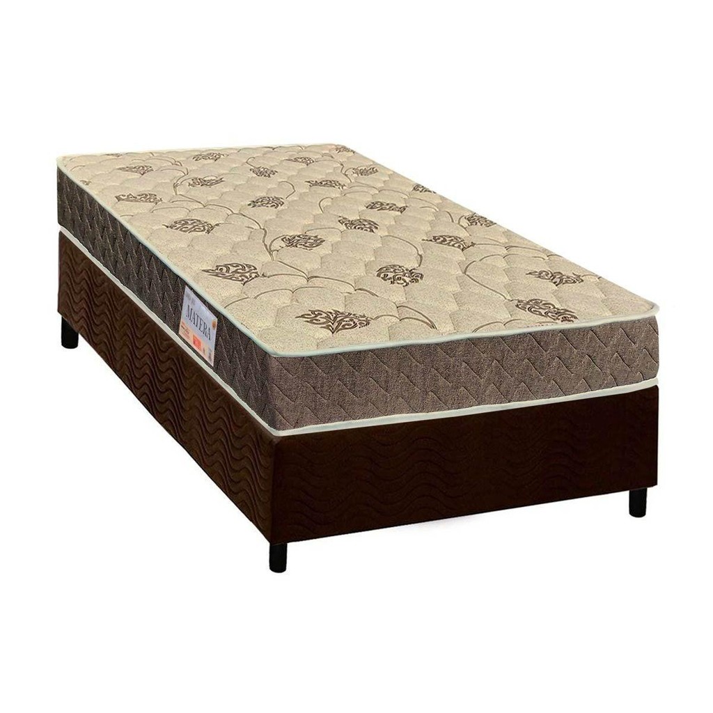 Conjunto Box Solteiro: Colchão Anatômico Orthoflex D33/EP Matera + Base CRC Suede Brown(88x188) - Home & Living