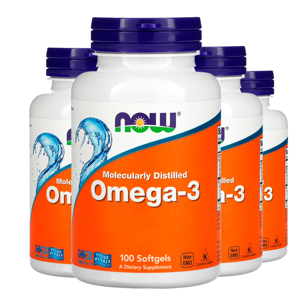 Kit 4x Ômega-3 Molecularmente Destilado Now Foods 100Soft Importado/Made in Usa - Health