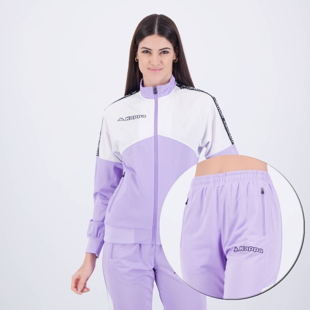 Agasalho Kappa Sport Cutts Feminino Lilás e Branco - Sports & Outdoors
