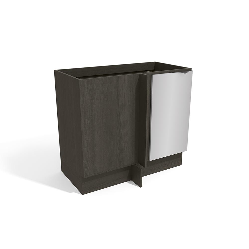 Balcão Canto Reto Nox 1 Porta Onix/Steel 98cm x 59cm - Home & Living