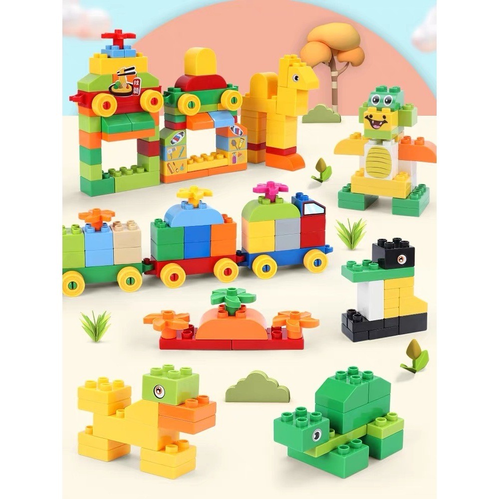 BLOCO DE MONTAR 60-100 PEÇAS COM TRENZINHO em Oferta na Shopee