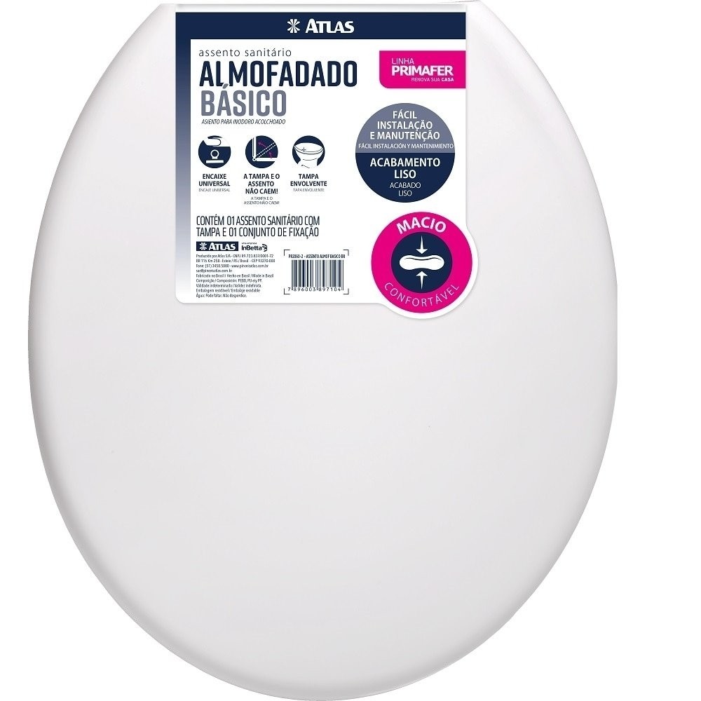 Assento Sanitario Almofadado Basico Atlas Branco - Home & Living