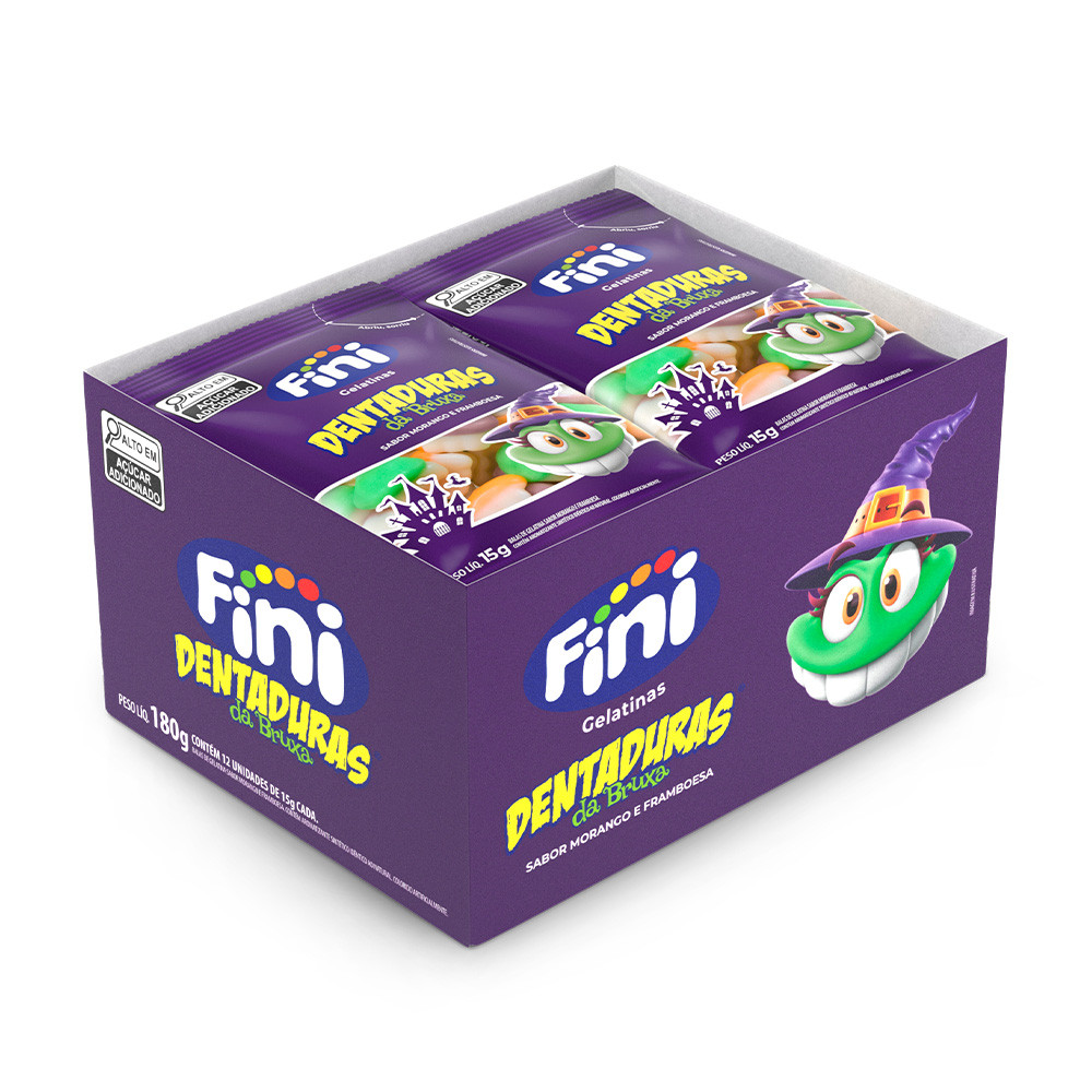 Bala Gelatina Dentadura Bruxa Fini Com 12 Unidades 180g - Food & Beverages