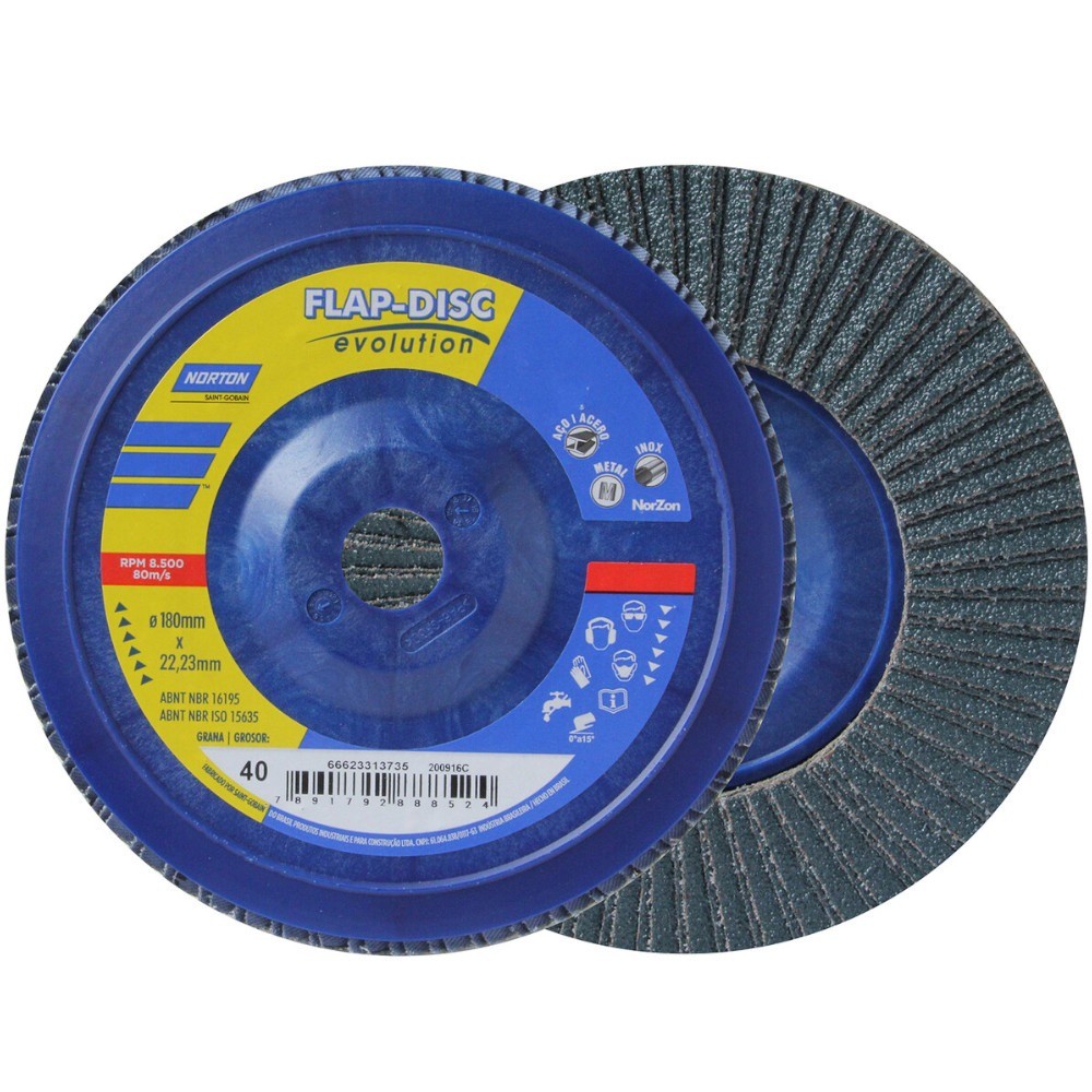 Disco de lixa flap disc reto 7" - R822 - Norton - Home & Living