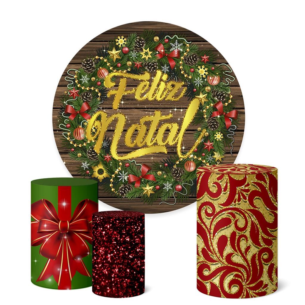 Trio Capas Cilindro + Painel Sublimado Festa 1,50m Natal