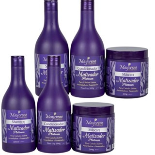 Kit Capilar Matizador Platinum  3 itens Shampoo + Mascara + Condicionador  Maycrene Cosméticos em Oferta na Shopee