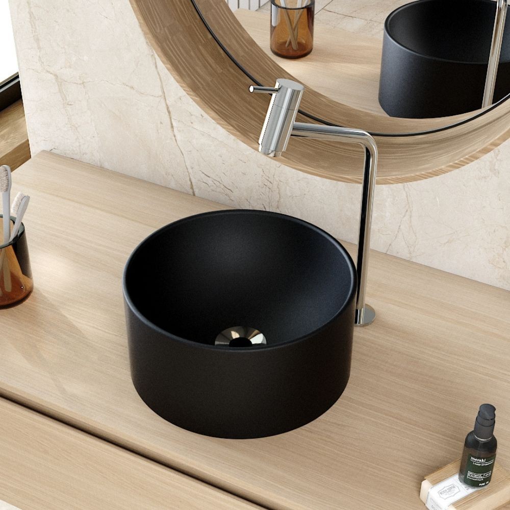 Cuba de Apoio Redonda Para Banheiro Lavabo C01 BL30W Preto Matte Fosca  - Lyam em Oferta na Shopee