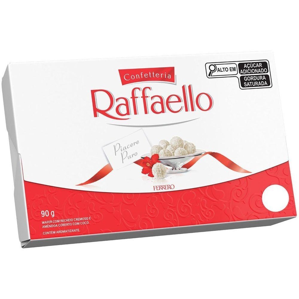 Kit 2 Caixas de Bombom Confetteria Wafer Raffaello Amêndoa e Coberto com Coco Cremoso 90g 9 Unidades