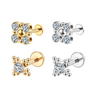 2PCS Kit Piercing Labret Aço Cirúrgico PVD Indiano Strass / Helix, Tragus, Conch, Nariz, Boca-Medusa e Outros em Oferta na Shopee
