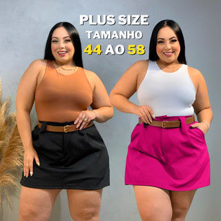 Short Saia Plus Size Short Saia Alfaiataria com Cinto Plu Size Tamanho do 36 ao 58