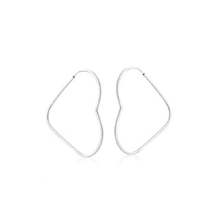 Brinco Argola coração fio quadrado 32mm prata 925 em Oferta na Shopee