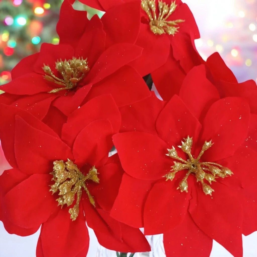 Buquê Flor artificial bico de papagaio natal natalina vermelha decoração - CB4048