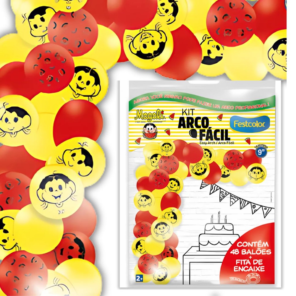 KIT ARCO FACIL DE BALOES MAGALI MELANCIA n°9 48 UN + 1 FITA ARCO  FESTCOLOR - Home & Living