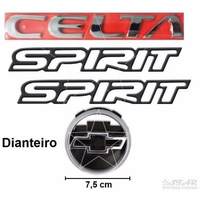 Emblemas Celta Spirit Preto + Gravata - 2003 À 2006