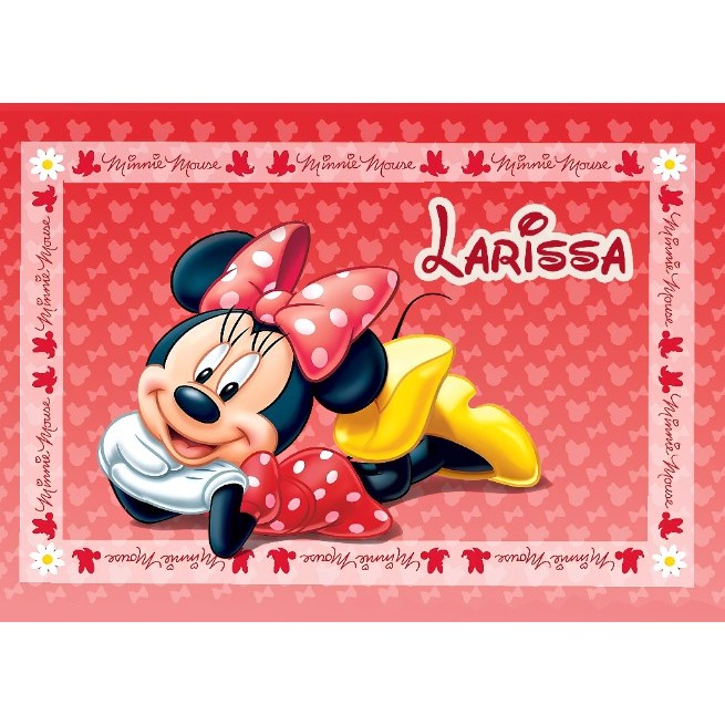 Tapete Painel de Lona Personalizado com nome da criança Filme Minnie Mouse Mickey Mouse Disney Cinema Infanil Tapete
