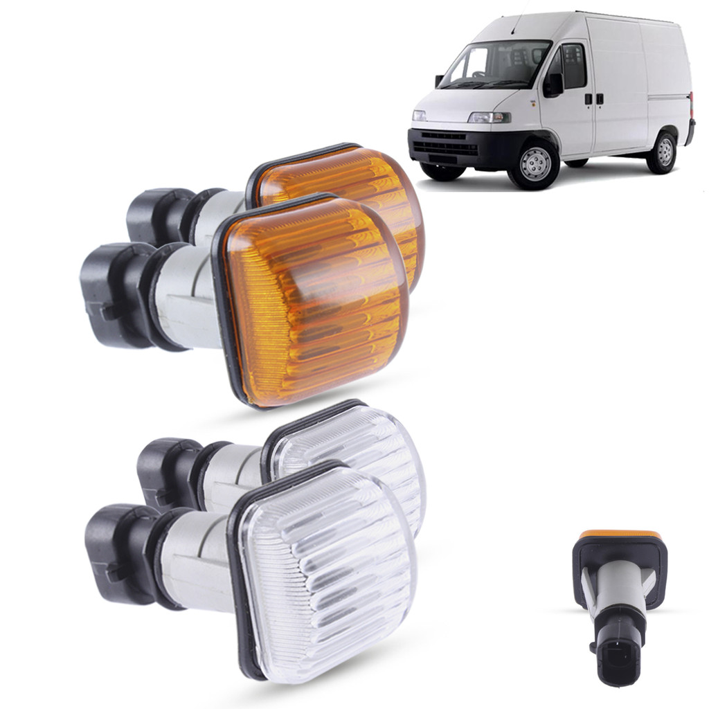 Par de Lanterna Pisca Seta Lateral + Soquete Fiat Ducato Boxer Jumper 1996 a 2004