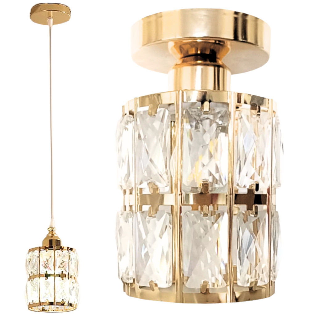 Luminária Lustre Pendente 110cm Cristal Metal Dourada Plafon Teto Gimpo KJDD-E-010-GOLD