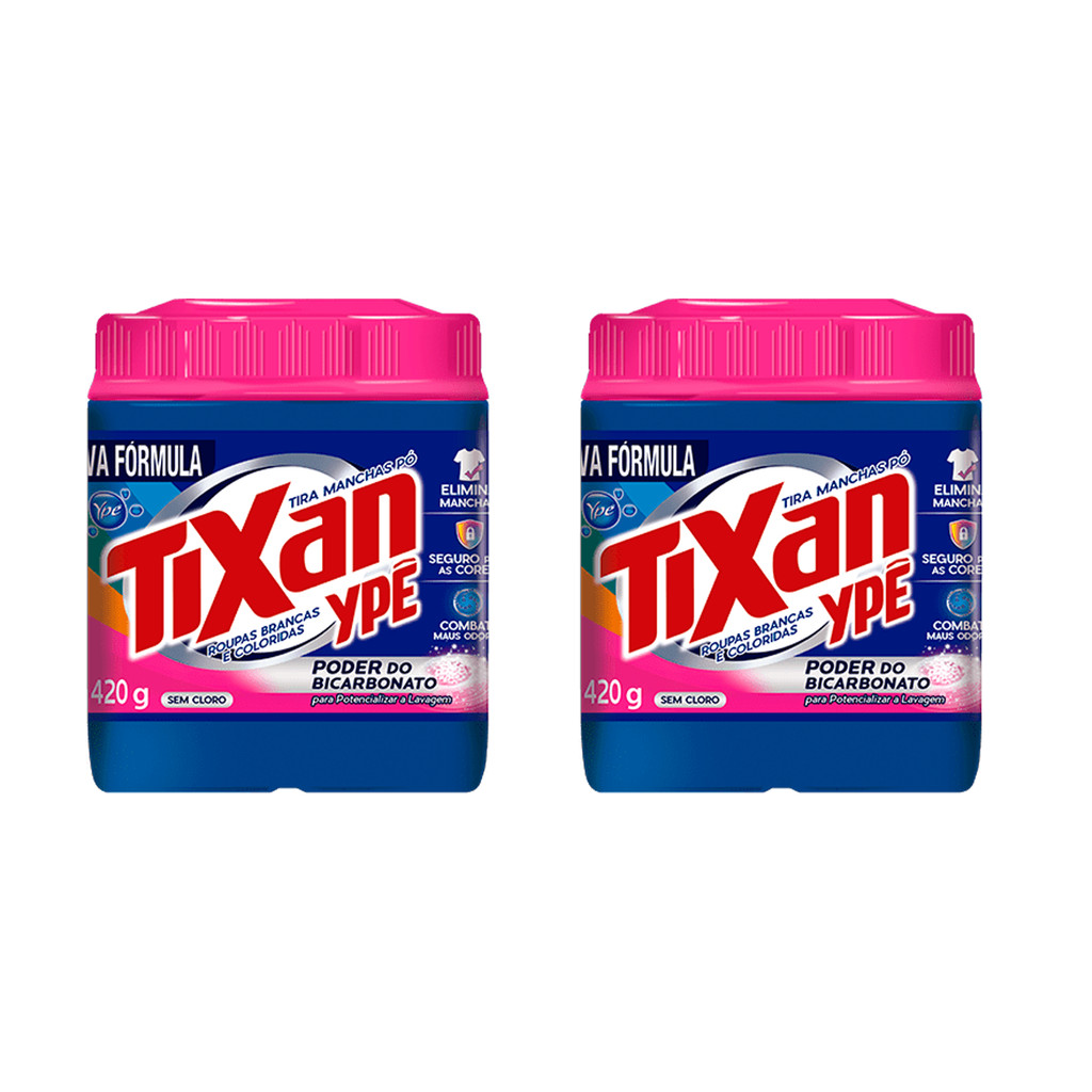 Kit com 02und Tira Manchas em Pó O2 Roupas Brancas e Coloridas 420g Tixan Ypê - Home & Living