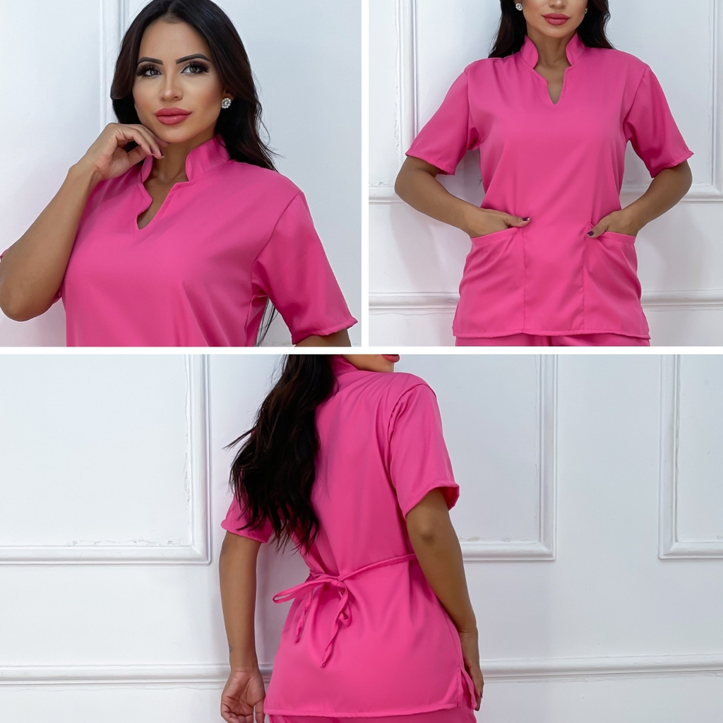 Blusa Pijama Hospitalar Scrub Clinica Oxford Toque Macio Não Amassa Varias Cores em Oferta na Shopee
