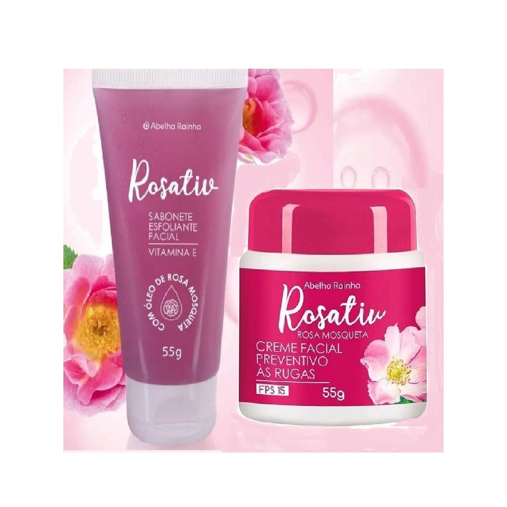 Kit Sabonte Facial Esfoliante Creme Preventivo Ás Rugas FPS 15 Hidrata E Regenera A Pele Abelha Rainha