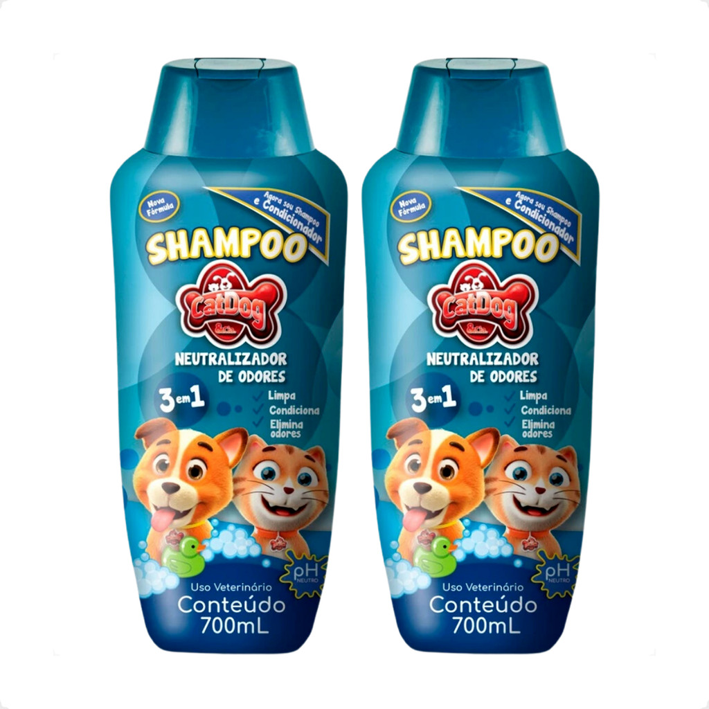 Kit 2 Shampoo Neutralizador de Odores 3 em 1 CatDog & Cia - 700ml