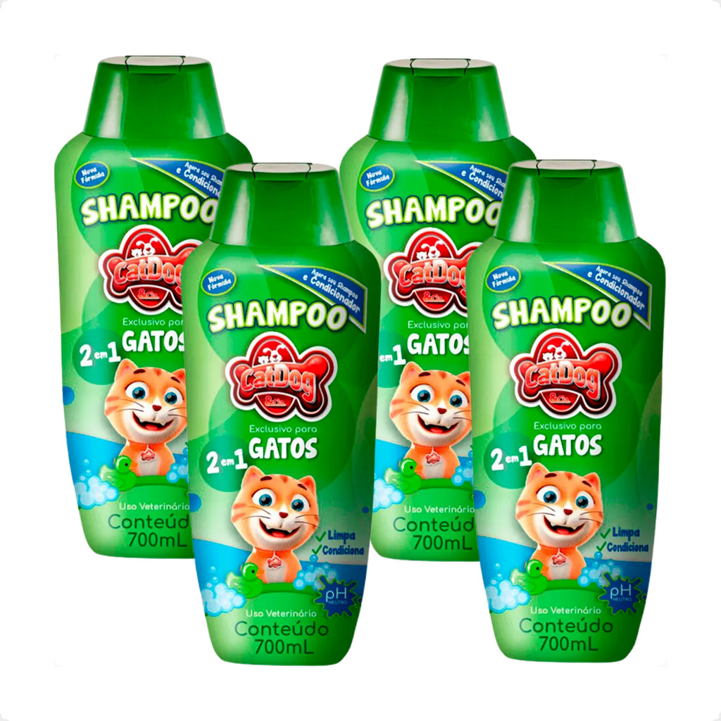 Kit 4 Shampoo 2 em 1 Gatos CatDog & Cia - 700ml