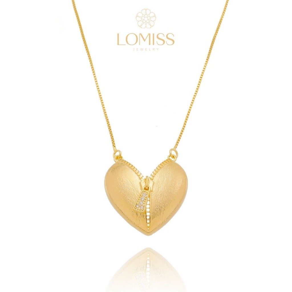 Colar Delicado Feminino Pingente Dourado Ziper Folheado a Ouro 18k Coração Ziper Zircônia Cravejada em Oferta na Shopee