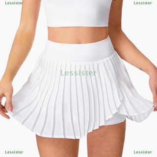 leesisters Moda Casual Cintura Alta Secagem Rápida Lazer Tênis Correndo Fitness Esportes Saia Plissada Falso Duas Peças BR em Oferta na Shopee