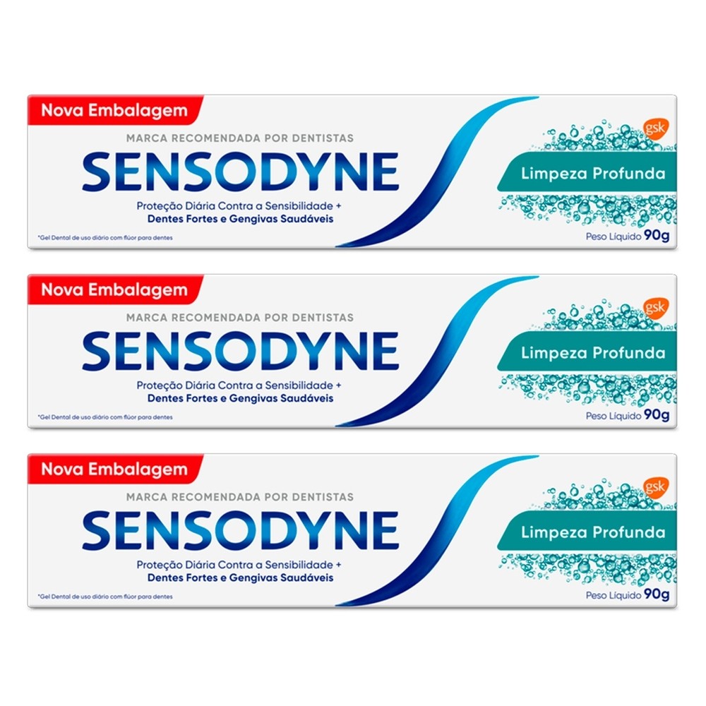Kit 3 und Sensodyne Limpeza Profunda 90g - Health