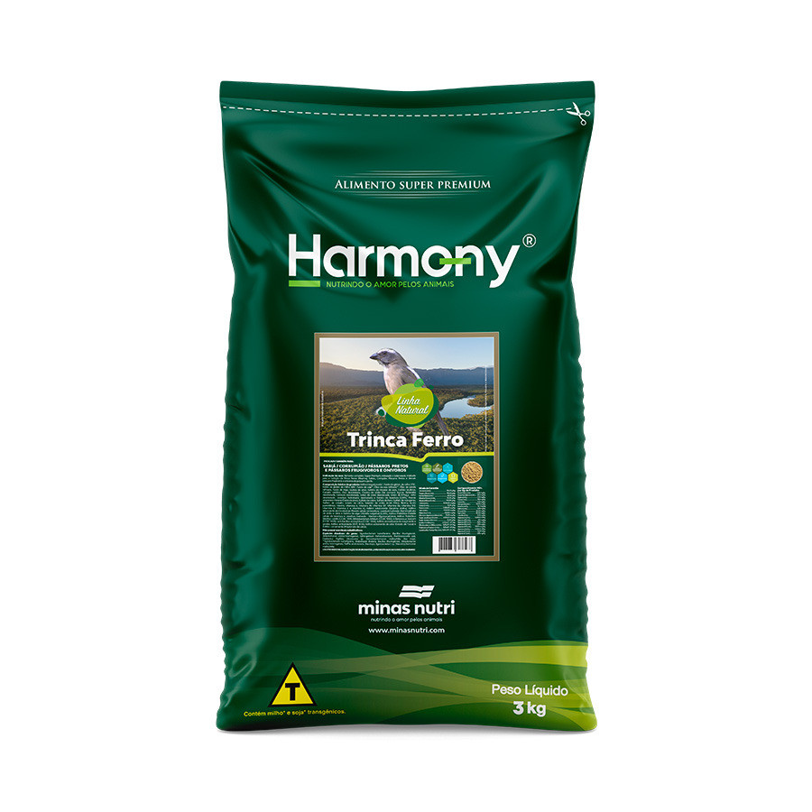 RAÇÃO TRINCA FERRO NATURAL SUPER PREMIUM HARMONY BIRDS 3 KG em Oferta na Shopee