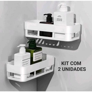 Kit Com 2 Prateleira Suporte Organizador Cozinha Banheiro Plástico Com Adesivo em Oferta na Shopee