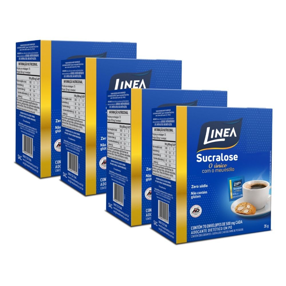 Kit 4 Adoçantes em pó Sucralose Linea 70 Sachês de 500mg em Oferta na Shopee