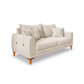 Sofá 3 Lugares Lisboa Veludo Bege 180 cm em Oferta na Shopee