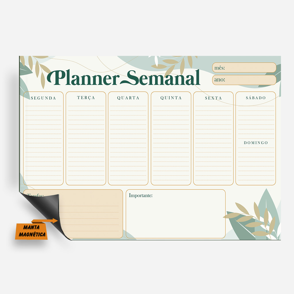 Imã Planner Lousa Branca Geladeira - Caneta com Apagador Magnética - 20x30cm  Lembrete Recado IMÃ DE GELADEIRA