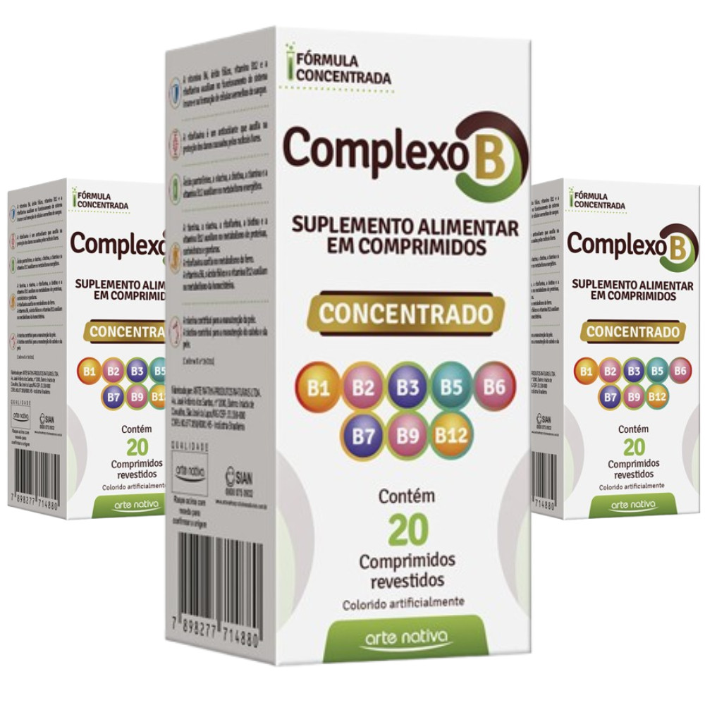 Kit 3 Complexo B Concentrado com 20 Comprimidos Arte Nativa