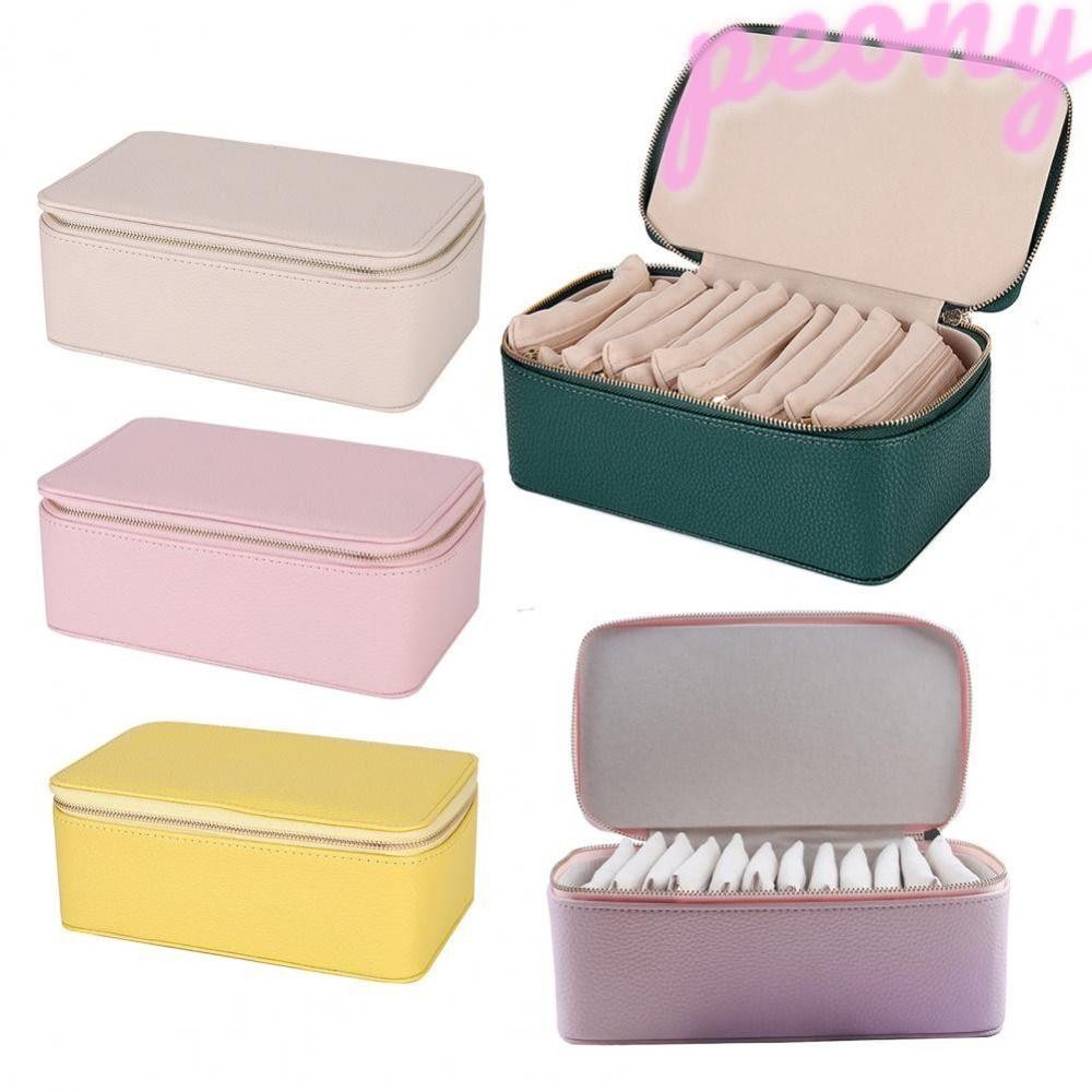 Caixa De Joias De Viagem PEONY , Com 6/12 Unidades De Bolsas Pequenas Para Armazenamento De Brincos De Couro PU , Portát