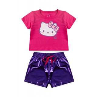 Conjunto Feminino Infantil HK Cropped - Hello Kitty em Oferta na Shopee