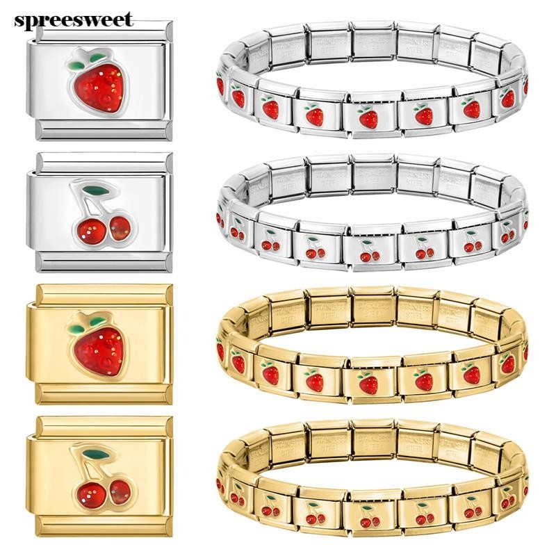 Quente Novo Amor Estrela Cereja Italiano Charme Pulseira Módulos De Aço Inoxidável 9mm DIY Jóias Pingente em Oferta na Shopee