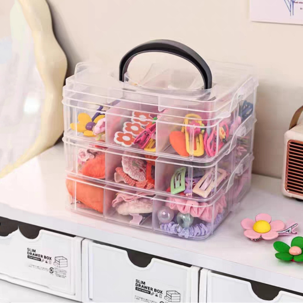 Maleta Organizadora Caixa Organizadora 18 Divisórias Transparente Com Alça Porta Com 3 Andares